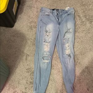 Stylish Light Blue Distressed Women's Jeans